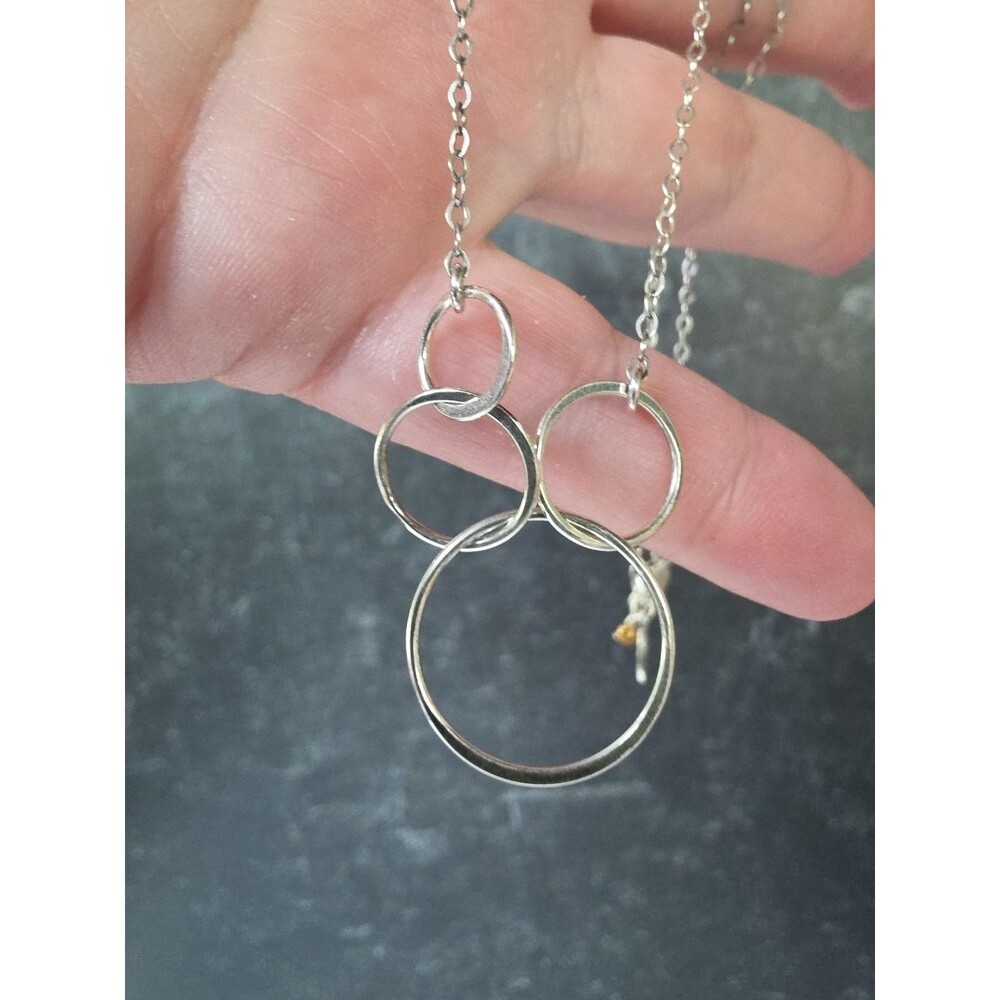 Efytal Signed 925 Sterling Silver Interlocking Circles Pendant Necklace